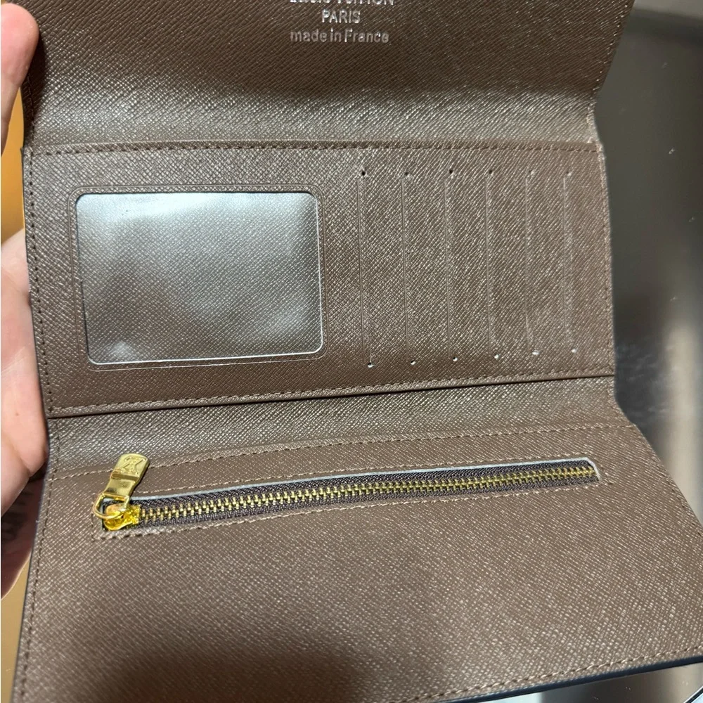 Louis Vuitton Brown Damier Ebène Long Wallet with Gold LV Hardware